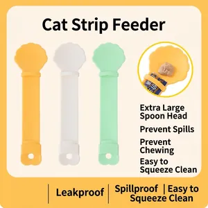 Presse-Friandises pour Chats Cuillère d'Alimentation en Plastique Outil de Distribution de Nourriture Presse Coulissante en Forme de Pétale