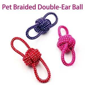 Juguete de Cuerda de Algodón para Perros Tejido a Mano con Doble Asa para Limpieza Dental y Entrenamiento de Mascotas