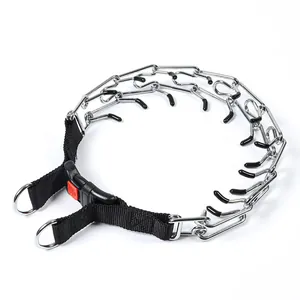 Collar de entrenamiento para perros con puntas cromadas, fundas de goma y cierre seguro
