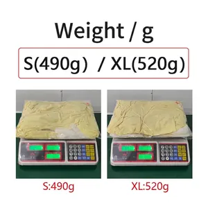 Weight measurement detail for yellow sequin fishtail evening dress in sizes S and XL