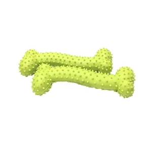 Resistenti giocattoli da masticare per cani a forma di osso verde neon in TPR sicuro.