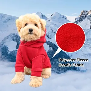 Sudadera roja con capucha para mascotas, cálido suéter de forro polar para perros en invierno
