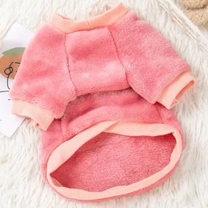 Soft pink coral fleece pet sweater for small dogs and cats in winter.