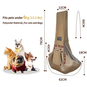 Breathable mesh pet sling carrier bag for small dogs and cats with size measurements
