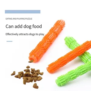 Interactive TPR dog chew toy and treat-dispensing puzzle for pet teeth cleaning
