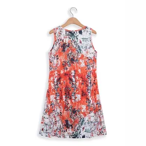 Elegante abito estivo senza maniche linea A da spiaggia con stampa tie-dye astratta