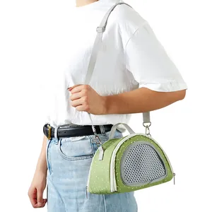 Small pet carrier bag for hamsters and squirrels being worn as a crossbody bag
