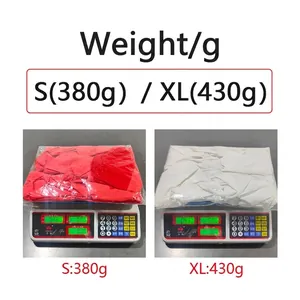 Weight comparison for S and XL sizes of solid color dresses on a digital scale