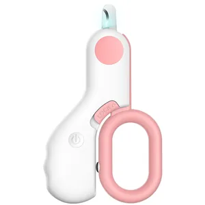 Professional mini pet nail clipper with LED bloodline light for cats and dogs, pink