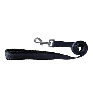 Detailansicht einer langlebigen schwarzen Nylon-Hundeleine mit sicherem Metallhaken