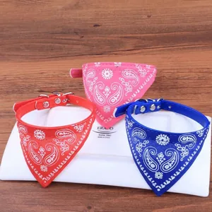 Paisley pattern pet bandana collar for small dogs and cats, combed cotton material
