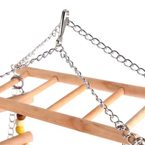 Altalena a scala per pappagalli in legno naturale con catene metalliche per gabbie