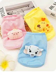 Colorful mesh pet vests for puppies and kittens with cute plush pig, giraffe, and elephant details