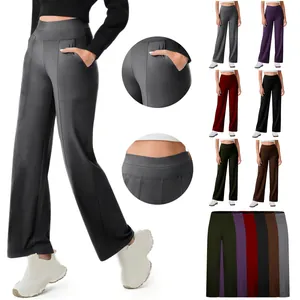 High-waisted yoga pants with pockets in multiple colors showing the fit and details