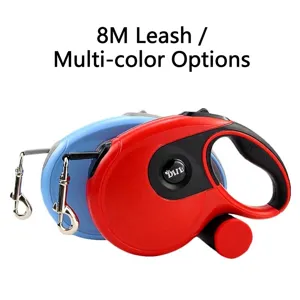8m automatische oprolbare hondenriem voor grote honden, stevig nylon, rood en blauw