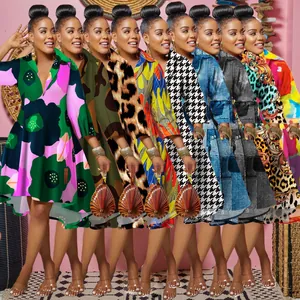 Colorful deep V-neck slim dresses with various patterns for nightclub and party styling