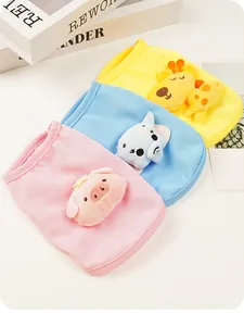 Cute pastel mesh pet vests for puppies and kittens featuring 3D plush animal designs.