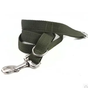 Heavy Duty Nylon Dog Leash and Collar Set for Large Dogs With Martingale Metal Chain Military Green Pet Training Lead