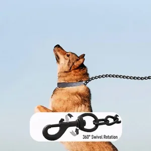 Heavy-duty stainless steel dog chain leash with 360° swivel clip