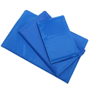 Three-piece set of blue cooling gel pet mats for dogs, washable and bite-resistant