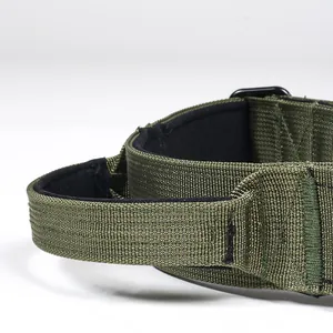 Duurzame olijfgroene tactische hondenhalsband met handvat voor training van grote honden