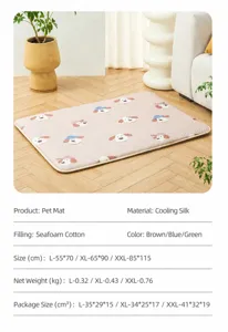 Detailed specification table for cooling dog mat including multiple sizes and material info
