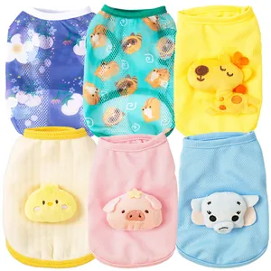 Cute Cartoon Animal Pet Vest Soft Mesh Breathable Puppy Kitten Clothes For Small Dogs Cats Pink Pig Blue Elephant Yellow Giraffe Summer Pet Apparel