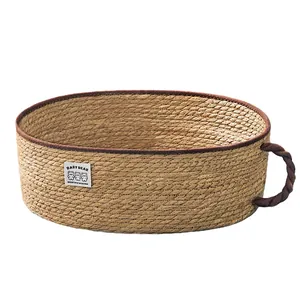 Natural Woven Straw Cat Nest Bed Handwoven Cat Scratcher Bowl For Small Cats Dogs Four Seasons General Durable Pet Sleeping Bed