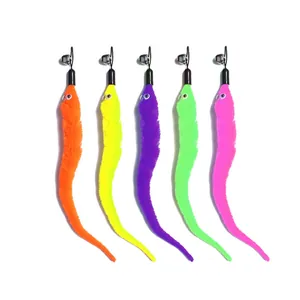 3-Section Telescopic Cat Teaser Wand Carbon Fiber Rod Interactive Toy With 5 Pieces Caterpillar Plush Refills And Bells Pet Set