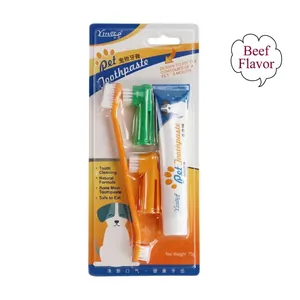 Professional pet dog toothbrush and toothpaste set for breath freshening and dental care