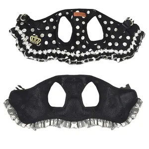 Sweet Polka Dot Pet Dog Harness And Leash Breathable Mesh Vest For Small Dogs Cats Lace Trim Walking Lead Traction Rope