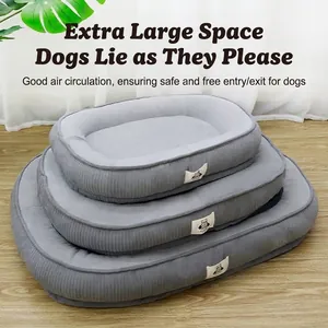 Panier pour Chien en Peluche Amovible Avec Protection du Cou Panier Douillet en Velours Côtelé pour Corgi Shiba Inu Quatre Saisons