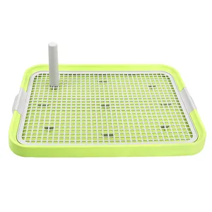 Large indoor dog toilet with removable pillar and anti-slip mesh grid for pet training