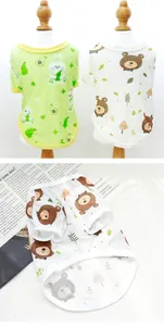 Detail view of breathable mesh pet vests with cute cartoon bear and rabbit patterns