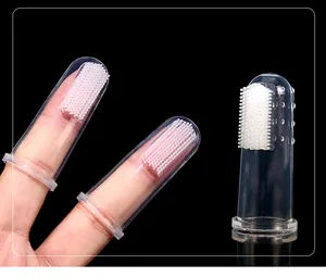 Soft silicone pet finger toothbrush for dogs and cats oral cleaning detail