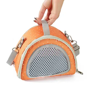 Breathable orange polka dot small animal carrier bag for hamsters and hedgehogs
