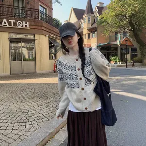 Gilet oversize en jacquard Fair Isle pour femmes, style automne-hiver décontracté