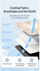 Detailed view of the multi-layer breathable cooling pet mat with soft cartoon pattern