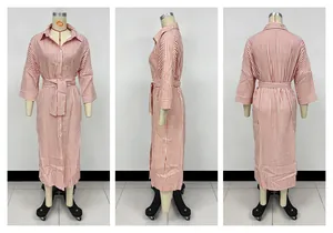 Multi-angle product showcase of striped shirt dress showing front side and back view