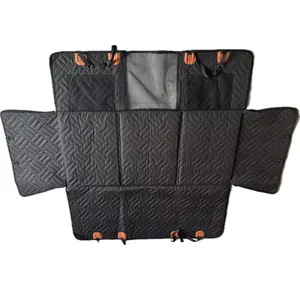 Housse de siège auto imperméable pour chiens avec fenêtre en maille et rabats latéraux
