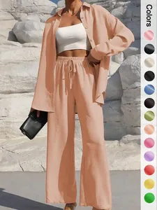 Elegantes Damen-Zweiteiler-Set mit Farbauswahl für Hemd und Hose in der Detailansicht