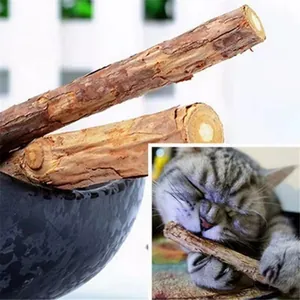 Vista dettagliata dei bastoncini di matatabi naturali per la salute dei gatti.