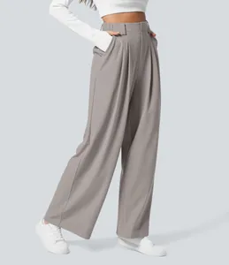 Damenhose mit hoher Taille und weitem Bein, lockere Passform und eleganter Fall