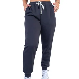 Comfortable high-waisted dark grey joggers with adjustable white drawstring for women