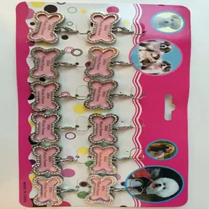 Wholesale 12-piece bone-shaped rhinestone waterproof pet ID tags and photo frames