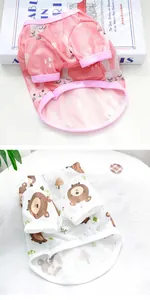 Detailed view of breathable mesh pet vests with cute animal patterns in pink and white