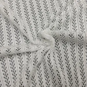 Detailed macro view of white openwork knitted fabric texture for elegant women's set