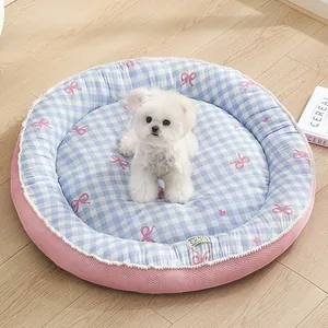 Round Soft Pet Bed For Dogs And Cats Washable Warm Dog Nest Indoor Cute Cartoon Puppy Sleeping Cushion Mat For Small Pets