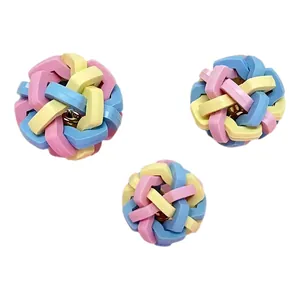 Colorful TPR dog bell ball set for aggressive chewers, interactive training toy for small dogs