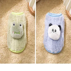 Suéteres de felpa para cachorros con lindos diseños 3D de rana verde y oso panda